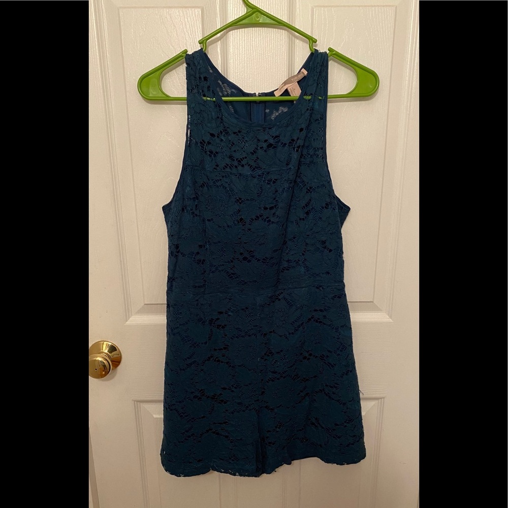 Teal lace romper